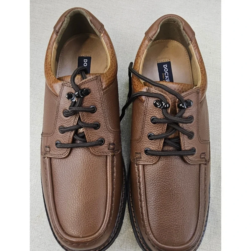 Dockers Oxford Shoes Men 12W Brown Leather Moc Toe Lug Sole Casual 90-6702